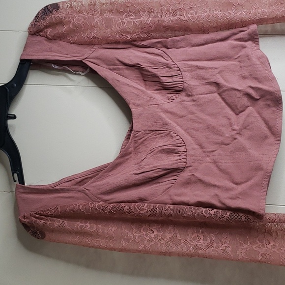 Wild Fable Women's Long Sleeve Lace Bustier Top Brown Small - Picture 3 of 9